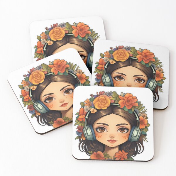 Item preview, Magnetic girl in flowers and music sees you designed and sold by DotLineColor.