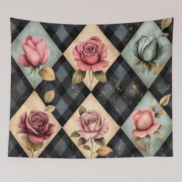 Item preview, Shabby Chic Checkered Flowers Pattern 2 designed and sold by Gypsykiss.