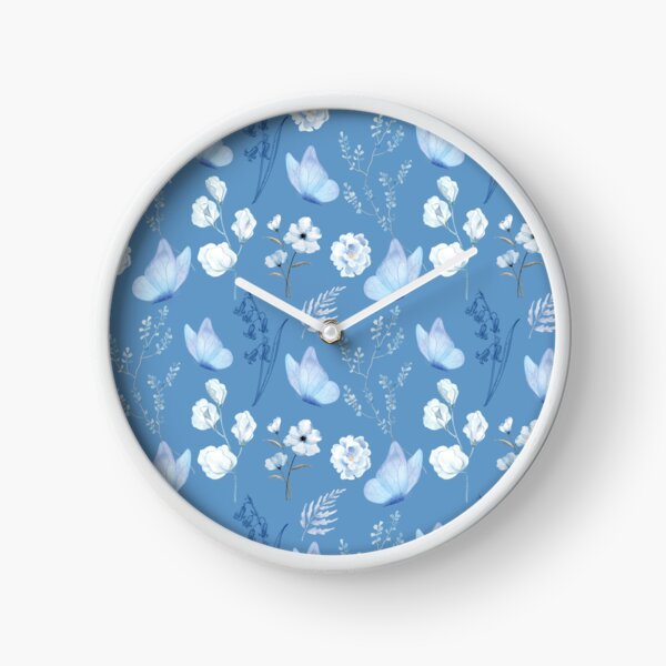 Item preview, Blue White Vintage Flowers and Butterflies  designed and sold by colorleafz.