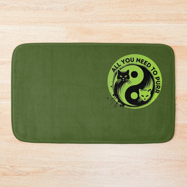 Item preview, yin-yang symbol and cats on green relaxing background designed and sold by Meandmyshop.