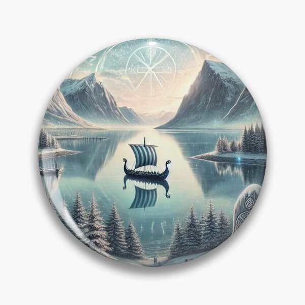 Item preview, Nordic Fjord with Viking Longship designed and sold by Nordic-Muse.