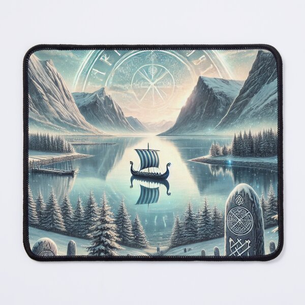 Item preview, Nordic Fjord with Viking Longship designed and sold by Nordic-Muse.