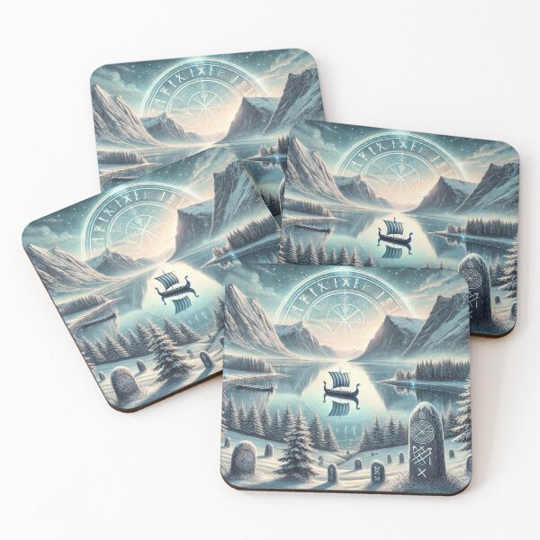 Item preview, Nordic Fjord with Viking Longship designed and sold by Nordic-Muse.
