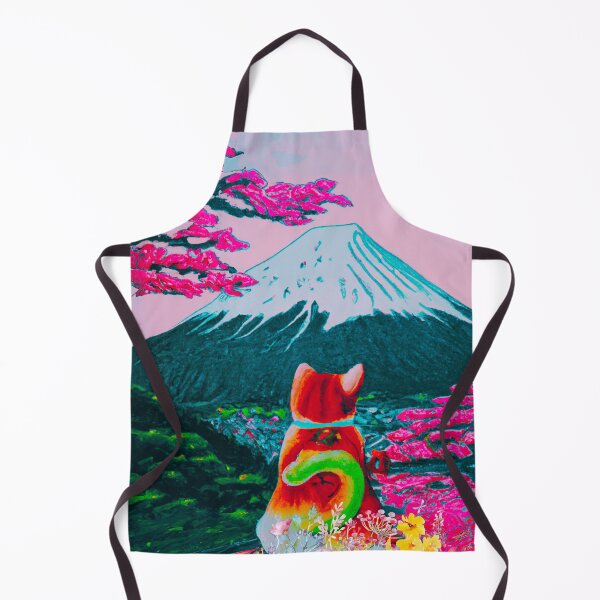 Item preview, a cat and fuji mountain in spring of pink sunset designed and sold by MerryCrown.