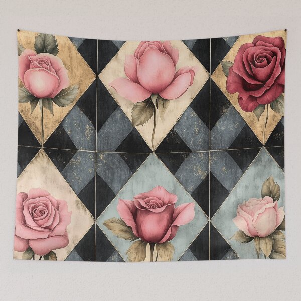 Item preview, Shabby Chic Checkered Flowers Pattern 3 designed and sold by Gypsykiss.