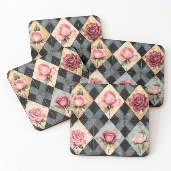 Item preview, Shabby Chic Checkered Flowers Pattern 3 designed and sold by Gypsykiss.