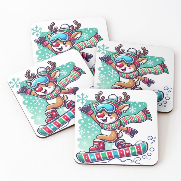 Item preview, Snowboarding Reindeer in Festive Holiday Gear designed and sold by lubushop1.