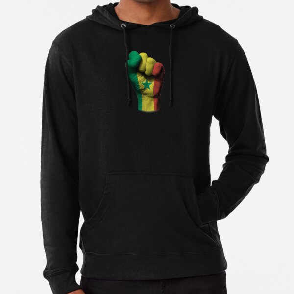 Flag of Senegal on a Raised Clenched Fist Lightweight Hoodie