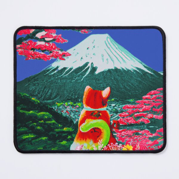 Item preview, a cat and fuji mountain in spring of pink sunset designed and sold by MerryCrown.