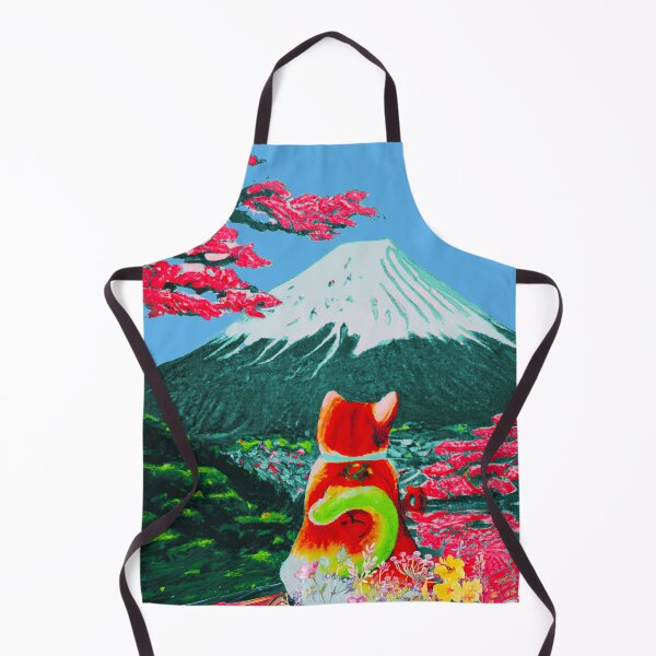 Item preview, a cat and fuji mountain in spring of pink sunset designed and sold by MerryCrown.