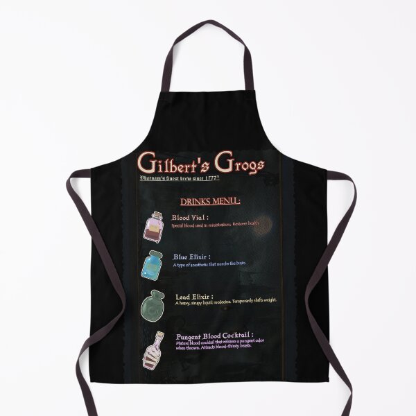 Item preview, " Gilbert's Grogs " drinks menu - Bloodborne parody designed and sold by KMi-fr.