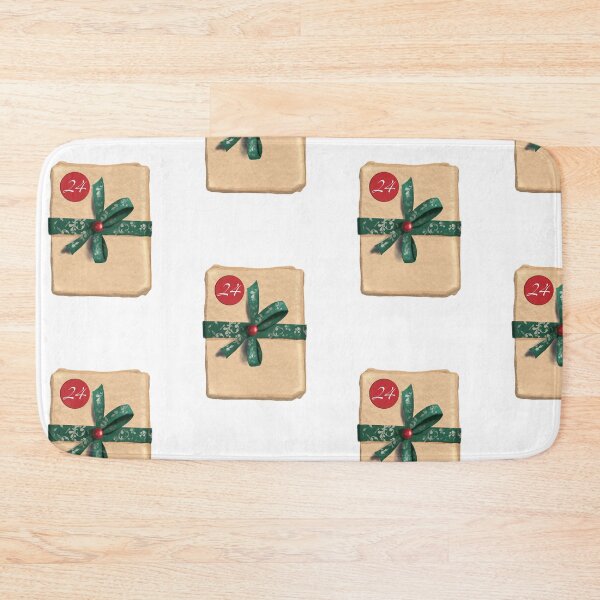 Item preview, Festive gift package with kraft paper, green bow, and a sticker with the number 24 - Perfect for Christmas, Advent calendars and festive decorations designed and sold by Nadja Leutloff.