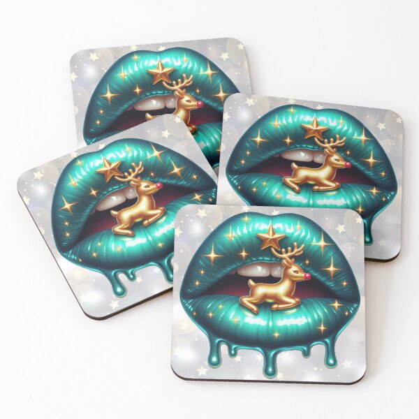 Item preview, Shimmering Christmas Holiday Lips with Rudolph the Red-Nosed Reindeer designed and sold by Margival.