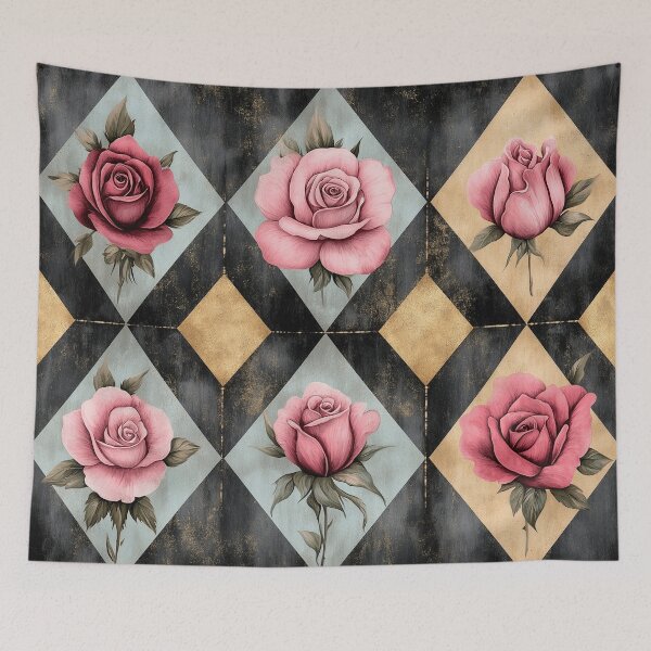 Item preview, Shabby Chic Checkered Flowers Pattern 5 designed and sold by Gypsykiss.