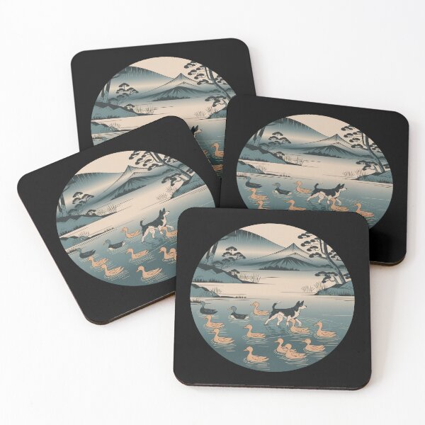 Item preview, Duck Herding ducks dog  ukiyo-e designed and sold by These_Prints.