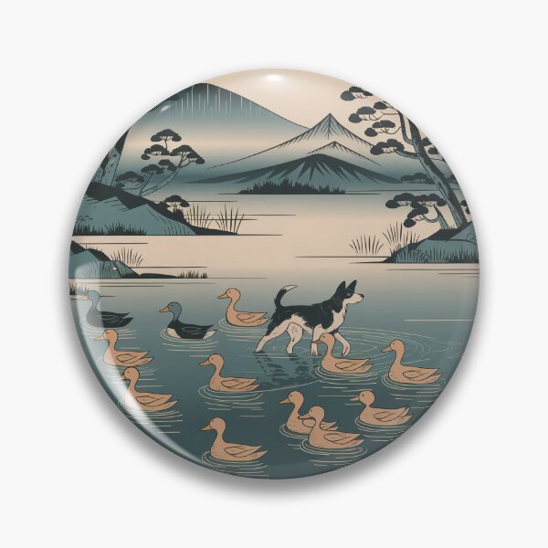 Item preview, Duck Herding ducks dog  ukiyo-e designed and sold by These_Prints.