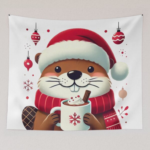 Item preview, Heartwarming Holiday: A Beaver’s Cozy Christmas Moment - BOBR, Unique designed and sold by villacreativa.