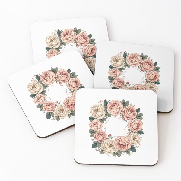Item preview, Elegant Rose Wreath: Vintage Floral Artwork with Pink and Cream Blooms designed and sold by VibeTCreations.