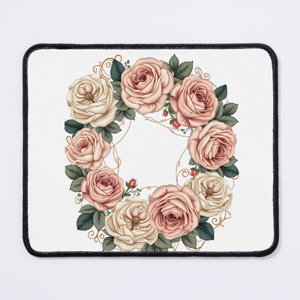 Item preview, Elegant Rose Wreath: Vintage Floral Artwork with Pink and Cream Blooms designed and sold by VibeTCreations.