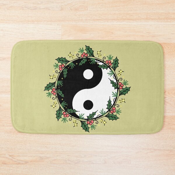 Item preview, yin-yang christmas mistletoe wreath designed and sold by Meandmyshop.