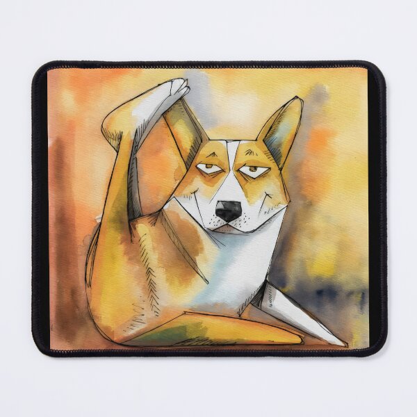 Item preview, Yoga Stretching Corgi – Watercolor Dog Art – corgi, yoga, zen, happy corgi designed and sold by Pastel-Pulse.