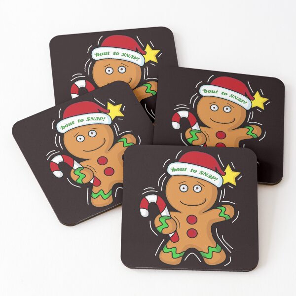 Item preview, Funny Christmas. Holiday Stressed! 'bout to SNAP! Gingerbread cookie man dark bg designed and sold by Paradise-Wishes.