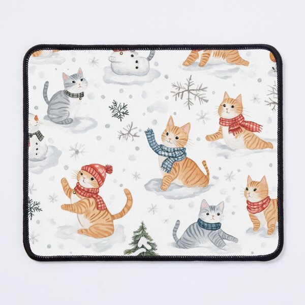 Item preview, Playful Cats in Winter Snow Pattern designed and sold by Desireehaz.