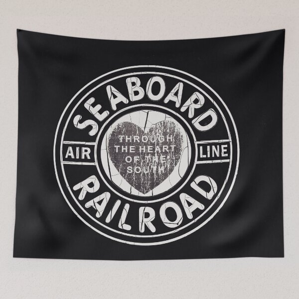 Item preview, Vintage Black and White Seaboard Railroad Sign Art Print - Engine 209 "Through the Heart of the South" designed and sold by FraireDesign.