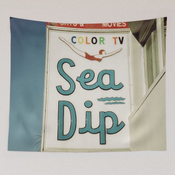 Item preview, Vintage Sea Dip Motel Sign Art Print - Fun Retro Beach Decor designed and sold by FraireDesign.