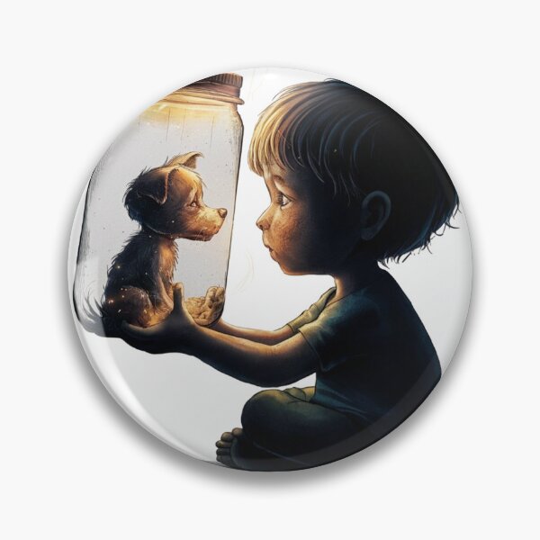 Item preview, Boy and Tiny Dog ​​in Jar designed and sold by CosmicFreedom9.