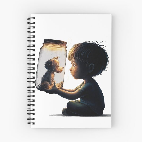 Item preview, Boy and Tiny Dog ​​in Jar designed and sold by CosmicFreedom9.