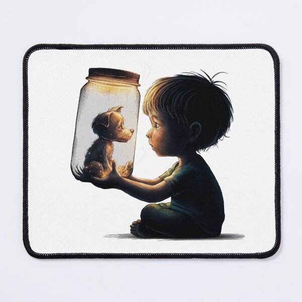 Item preview, Boy and Tiny Dog ​​in Jar designed and sold by CosmicFreedom9.