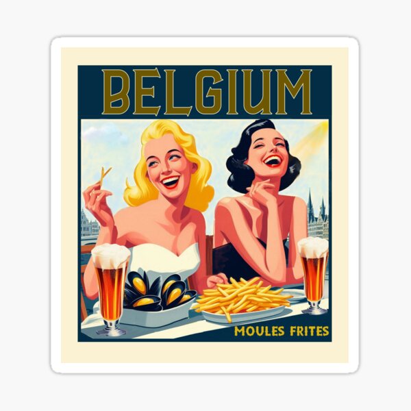 Item preview, Vintage Belgium Travel Poster - Moules Frites designed and sold by SHELOPS.
