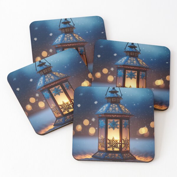 Item preview, A glowing lantern with intricate star patterns, hanging against a dark background with warm lights twinkling in the distance designed and sold by homydesign.