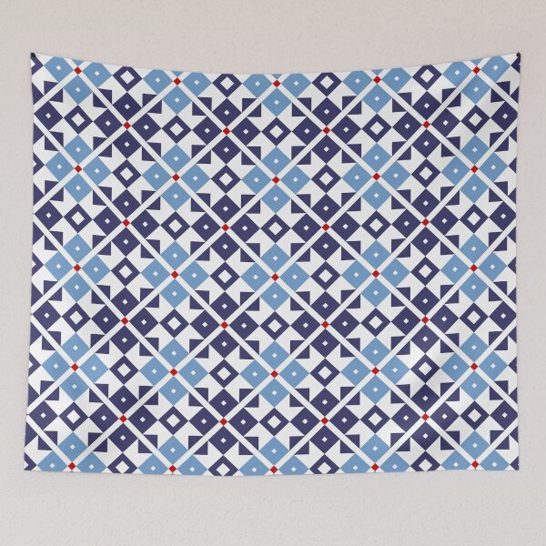 Item preview, Blue White and Red Moroccan Tile Geometric Pattern designed and sold by MarikaJohnson.