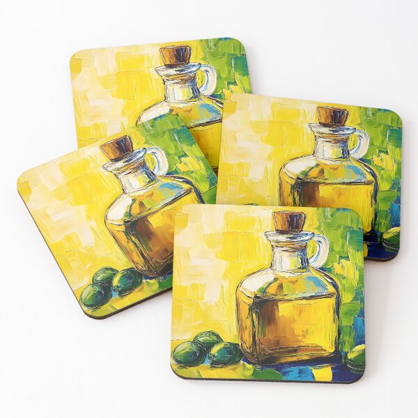 Item preview, Golden Essence - Olive Oil and Green Olives Against Bold Brushstrokes Abstract Digital AI Art designed and sold by OlfactoART Studio.