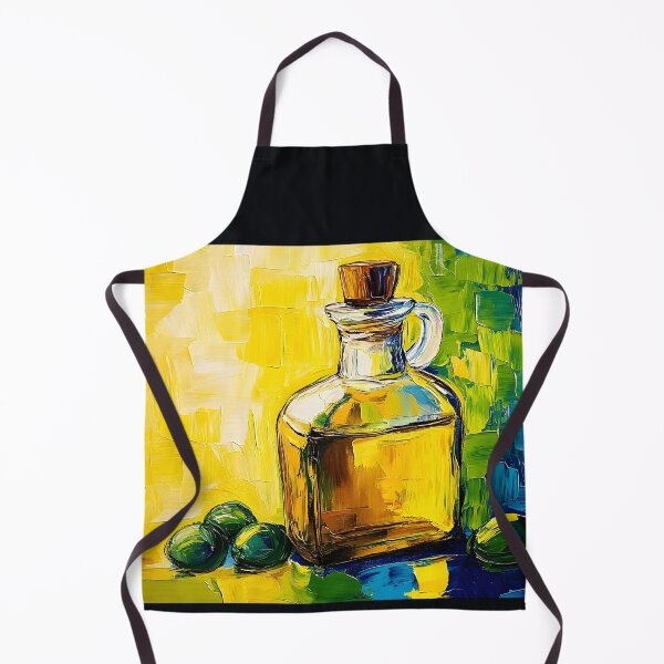 Item preview, Golden Essence - Olive Oil and Green Olives Against Bold Brushstrokes Abstract Digital AI Art designed and sold by OlfactoART Studio.