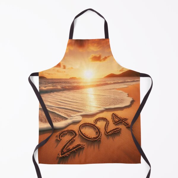Item preview, The year 2024 is etched in the sand at the edge of the ocean as the sun sets over the horizon designed and sold by homydesign.