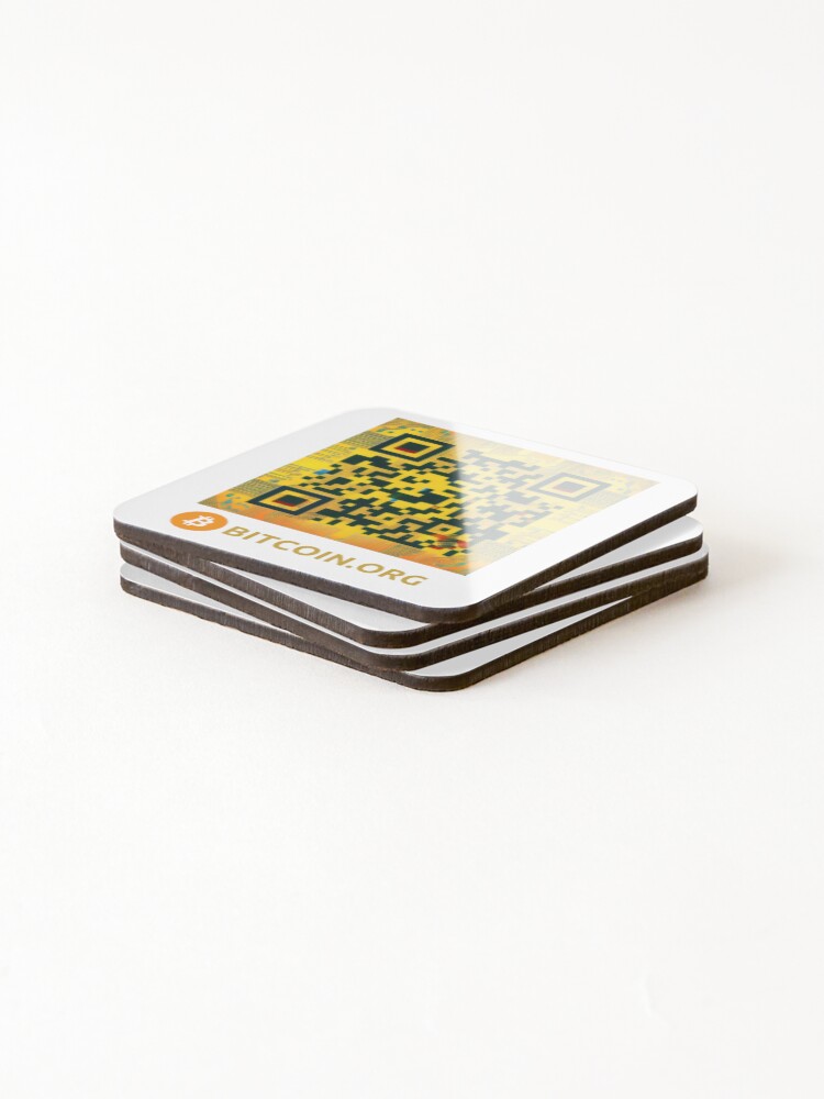 Thumbnail 4 of 5, Coasters (Set of 4), Bitcoin QR Code designed and sold by Pogglecards.
