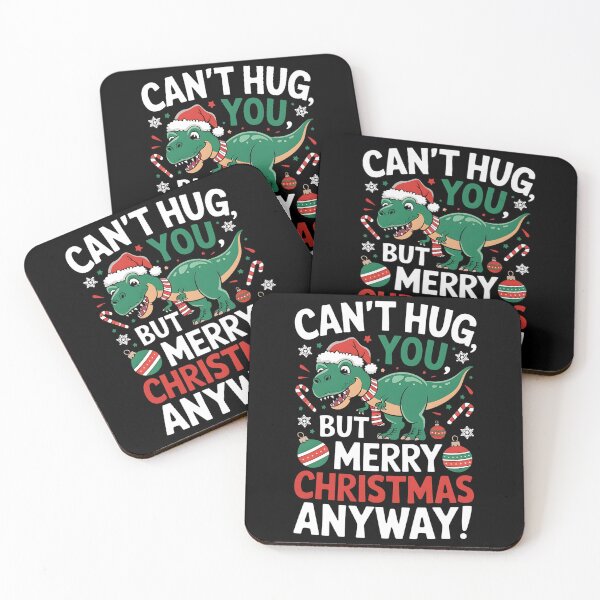 Item preview, Can’t Hug You, But Merry Christmas Anyway! Dinosaur Christmas Pun designed and sold by DomTeesHaven.
