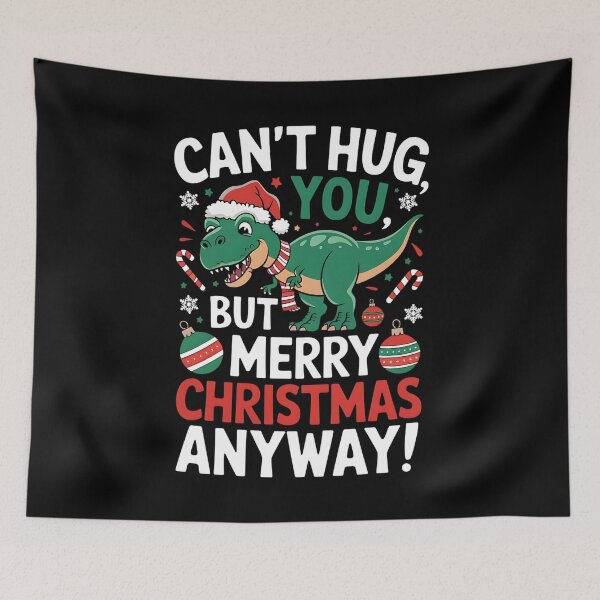 Item preview, Can’t Hug You, But Merry Christmas Anyway! Dinosaur Christmas Pun designed and sold by DomTeesHaven.