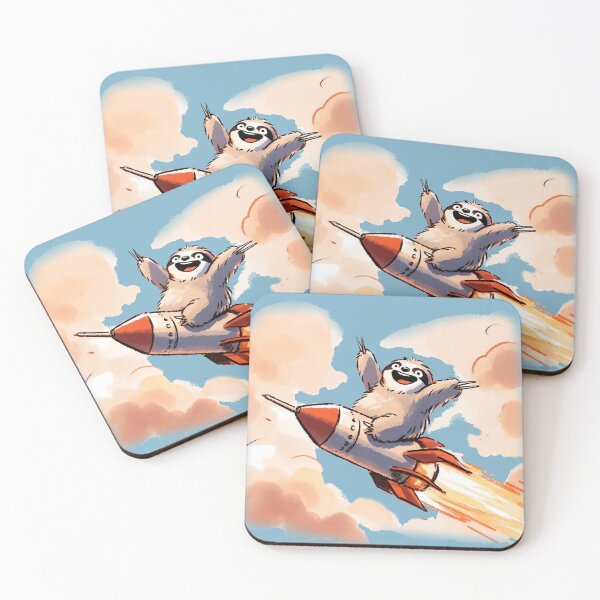 Item preview, Sloth Riding a Rocket Through Dreamy Clouds designed and sold by Slick-Waffles.