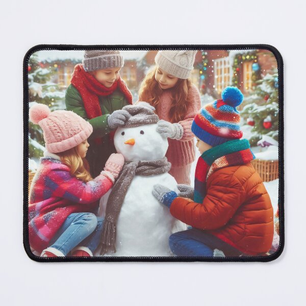 Item preview, Children building a snowman in a festive winter setting designed and sold by homydesign.