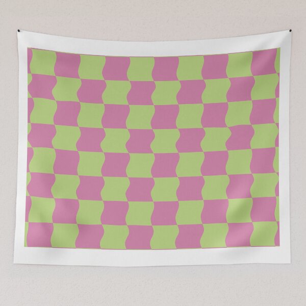 Item preview, Retro Lime and Pink Electric Warped Checkerboard Pattern designed and sold by Skull Fern.