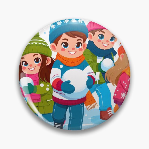 Item preview, Children playing in the snow, wearing colorful winter clothes and hats, holding snowballs designed and sold by homydesign.