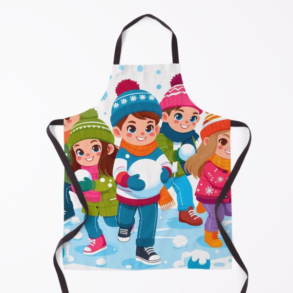 Item preview, Children playing in the snow, wearing colorful winter clothes and hats, holding snowballs designed and sold by homydesign.