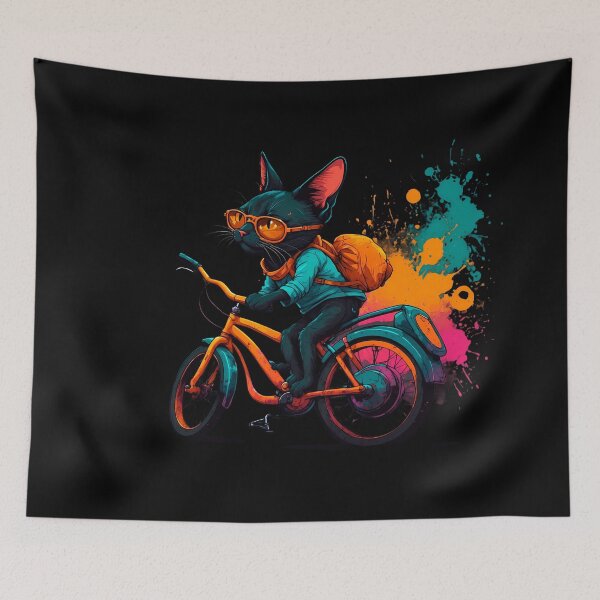 Item preview, Black Bombay cat on a bike designed and sold by Furrifico.