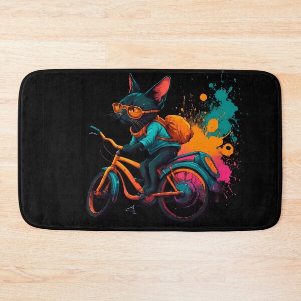 Item preview, Black Bombay cat on a bike designed and sold by Furrifico.