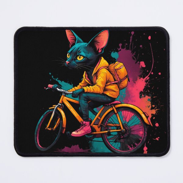 Item preview, Black Bombay cat on a bike designed and sold by Furrifico.