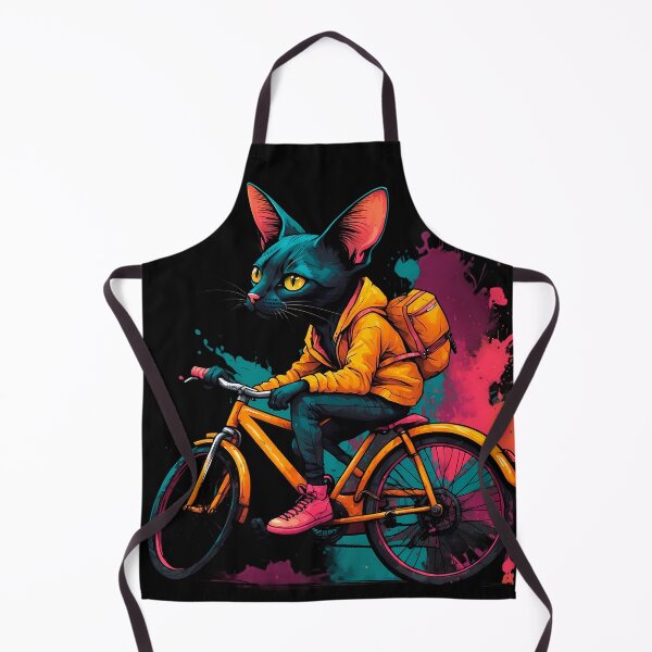 Item preview, Black Bombay cat on a bike designed and sold by Furrifico.